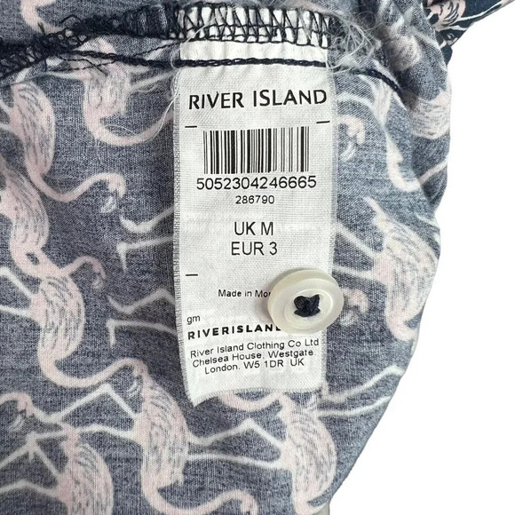 River Island Mens Flamingo Print Button Up Shirt Size Medium Vacation Tropical - Picture 4 of 5